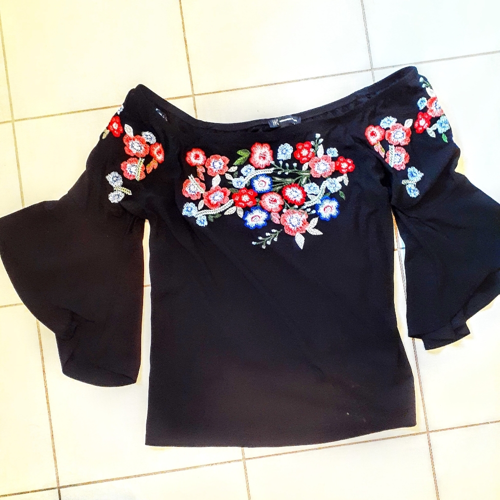 Inc. Embroidered bell sleeves too